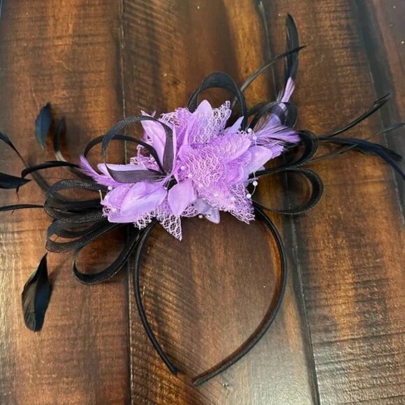lavender & black fascinator headband oaks derby